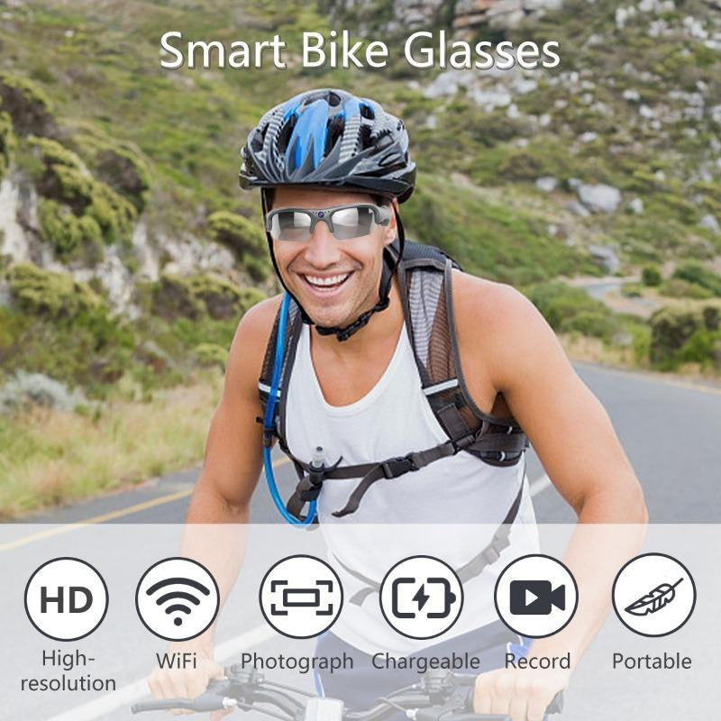 HD 1080P Wifi Connection Sports Sunglasses, Stereoscopic Glasses with Camera Recording Glasses, Action Camera Glasses for Outdoor Sports, Wearable, Touch Control Glasses, Wireless Audio Glasses