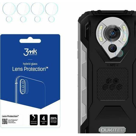 Set 4 folii de protectie pentru camera, 3MK, Ceramica, Compatibil cu Oukitel WP16, Transparent (3MK2794)-0