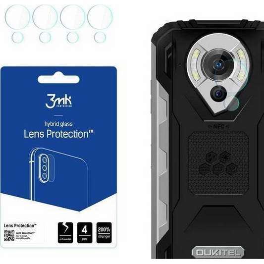 Set 4 folii de protectie pentru camera, 3MK, Ceramica, Compatibil cu Oukitel WP16, Transparent (3MK2794)-0